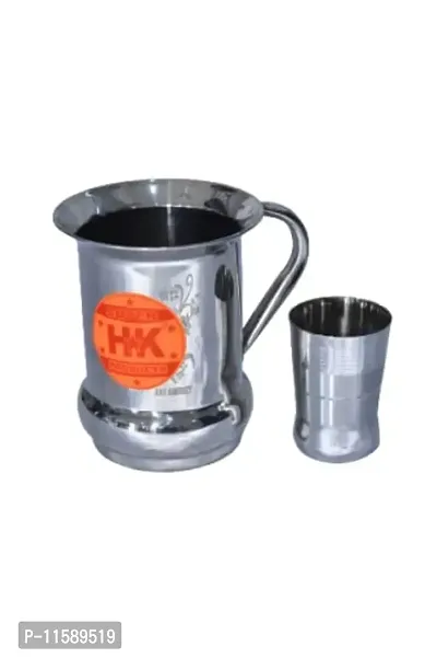 Super HK Stainless Steel Water jug Laser Print 1.5 Litre  Stainless Steel Glass 300 ML-thumb0