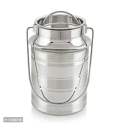 Super HK Steel Milk Container/Barni with LID (Silver)