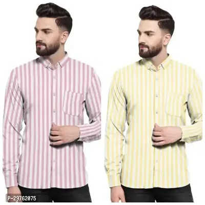 Stylish Multicoloured Khadi Cotton Casual Shirts For Men Pack Of 2