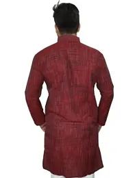 Stylish Maroon Khadi Cotton Solid Kurtas For Men-thumb1