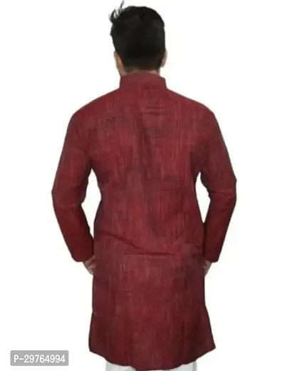 Stylish Maroon Khadi Cotton Solid Kurtas For Men-thumb2