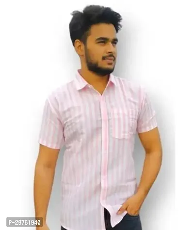 Stylish Pink Khadi Cotton Casual Shirts For Men-thumb0