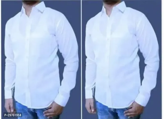 Stylish White Khadi Cotton Casual Shirts For Men Pack Of 2