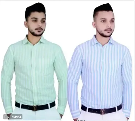 Stylish Multicoloured Khadi Cotton Casual Shirts For Men Pack Of 2