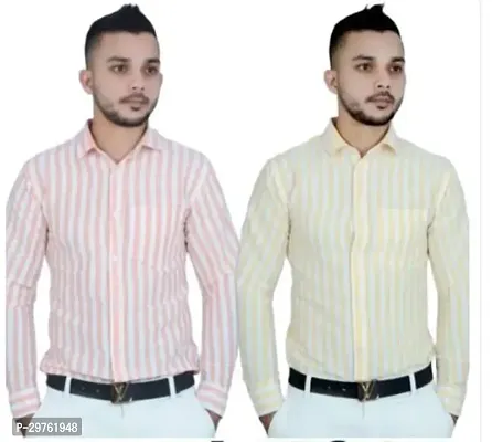 Stylish Multicoloured Khadi Cotton Casual Shirts For Men Pack Of 2