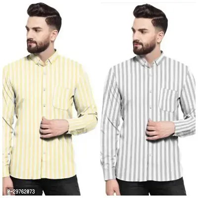 Stylish Multicoloured Khadi Cotton Casual Shirts For Men Pack Of 2