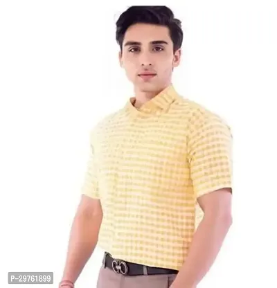 Stylish Yellow Khadi Cotton Casual Shirts For Men