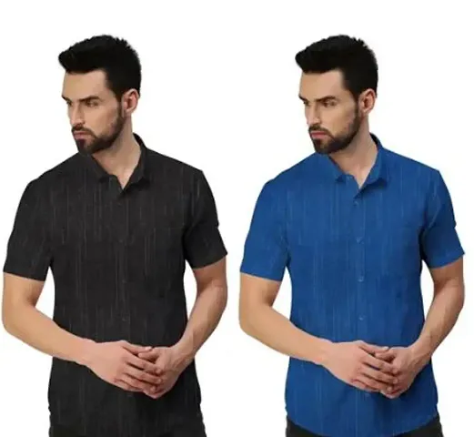 Khadi Solid Casual Shirt Pack of 2 For Men