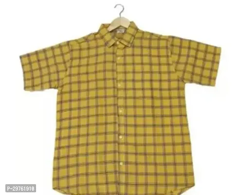 Stylish Yellow Khadi Cotton Casual Shirts For Men-thumb0