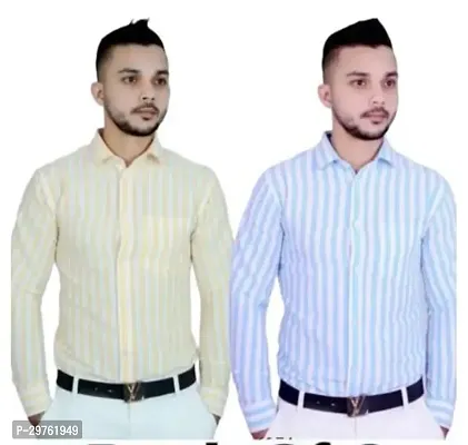 Stylish Multicoloured Khadi Cotton Casual Shirts For Men Pack Of 2