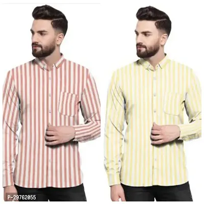 Stylish Multicoloured Khadi Cotton Casual Shirts For Men Pack Of 2