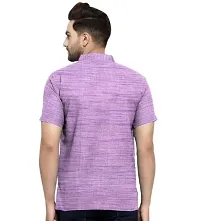 Stylish Purple Khadi Cotton Solid Kurtas For Men-thumb1