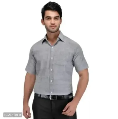 Stylish Grey Khadi Cotton Casual Shirts For Men-thumb0