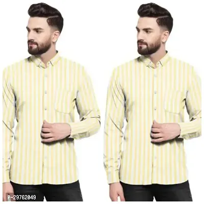 Stylish Multicoloured Khadi Cotton Casual Shirts For Men Pack Of 2