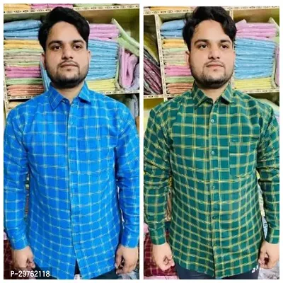 Stylish Multicoloured Khadi Cotton Casual Shirts For Men Pack Of 2