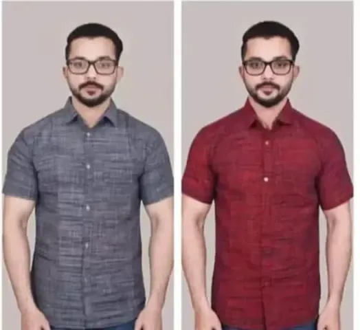 Stylish Khadi Casual Shirts For Men Pack Of 2