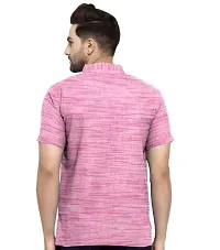 Stylish Pink Khadi Cotton Solid Kurtas For Men-thumb1