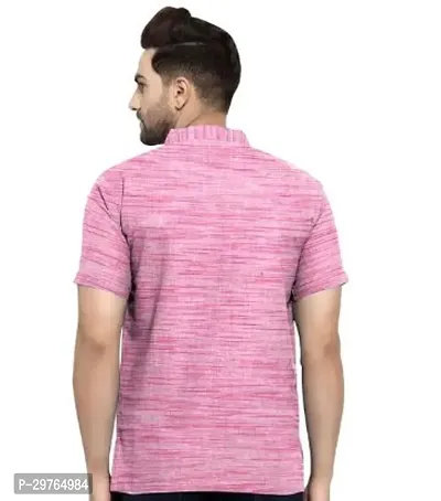 Stylish Pink Khadi Cotton Solid Kurtas For Men-thumb2