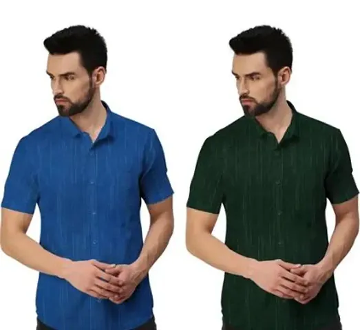 Khadi Solid Casual Shirt Pack of 2 For Men