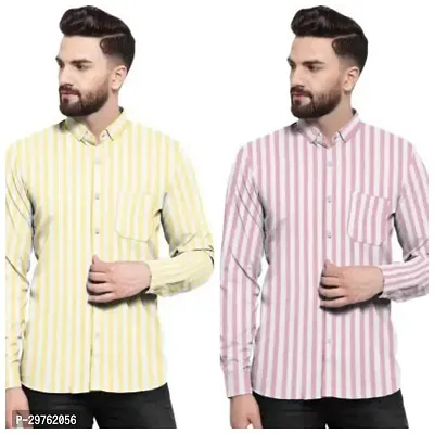 Stylish Multicoloured Khadi Cotton Casual Shirts For Men Pack Of 2