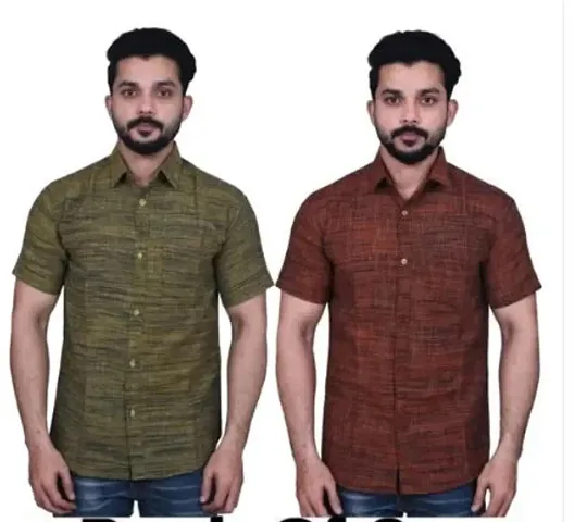 Reliable Short Sleeves Regular Fit Casual Shirt for Men Pack of 2