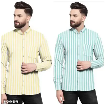 Stylish Multicoloured Khadi Cotton Casual Shirts For Men Pack Of 2-thumb0