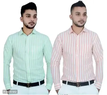 Stylish Multicoloured Khadi Cotton Casual Shirts For Men Pack Of 2