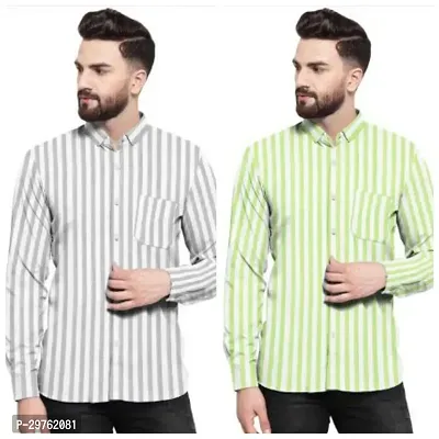 Stylish Multicoloured Khadi Cotton Casual Shirts For Men Pack Of 2