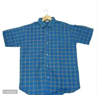 Stylish Blue Khadi Cotton Casual Shirts For Men-thumb0