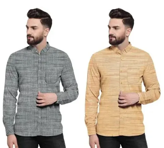 Stylish Khadi Casual Shirts For Men Pack Of 2