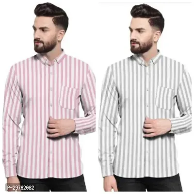 Stylish Multicoloured Khadi Cotton Casual Shirts For Men Pack Of 2