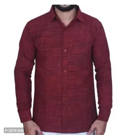 Stylish Maroon Khadi Cotton Casual Shirts For Men-thumb0