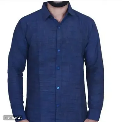 Stylish Blue Khadi Cotton Casual Shirts For Men-thumb0