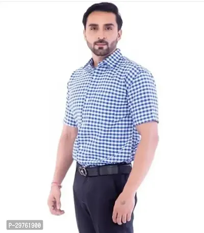 Stylish Blue Khadi Cotton Casual Shirts For Men-thumb0