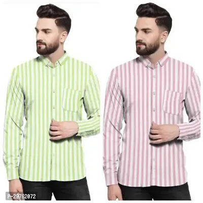 Stylish Multicoloured Khadi Cotton Casual Shirts For Men Pack Of 2