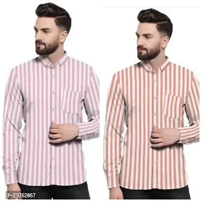 Stylish Multicoloured Khadi Cotton Casual Shirts For Men Pack Of 2