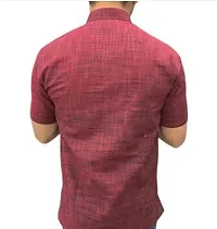 Stylish Maroon Khadi Cotton Solid Kurtas For Men-thumb1