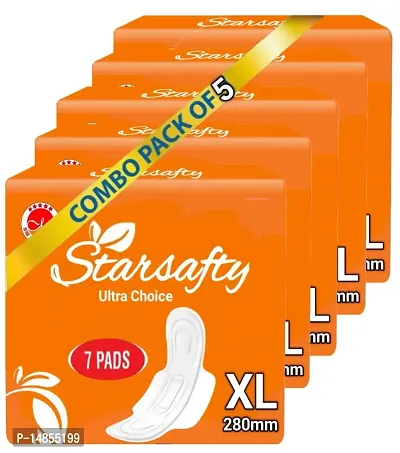 Starsafty  Ultra choice XL 280MM -35 Pads PACK 5 All Night Protection With Wings Extra Long Sanitary pads for women Xl Fabric Best brands  Ladies napkin wear use Female Organicnbsp;Periodnbsp;products-thumb0