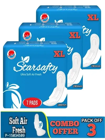 Starsafty Ultra air fresh  XL 280mm 21 Sanitary pads (Pack off 3 )