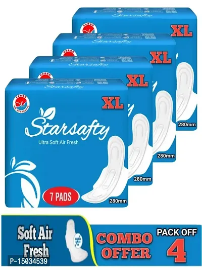 Starsafty Ultra air fresh  XL 280mm 28 Sanitary pads (Pack off 4 )