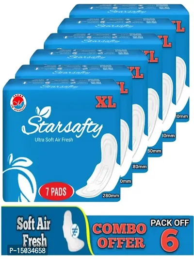 Starsafty Ultra air fresh  XL 280mm 42 Sanitary pads (Pack off 6 )