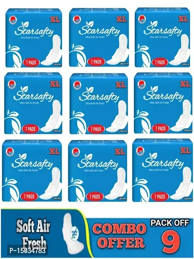 Starsafty Ultra air fresh  XL 280mm 63 Sanitary pads (Pack off 9 )