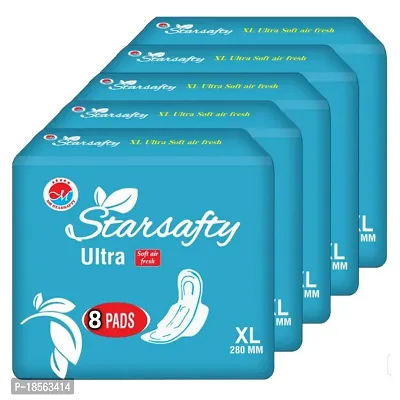 Starsafty Ultra Soft air fresh With Wings XL 280MM 40 Sanitary pads Pack off-5