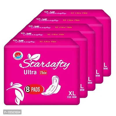 Starsafty Ultra Thin  With Wings XL 280MM 40 Sanitary pads Pack off-5