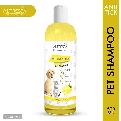 Altressa Anti Tick N Flea Pet Shampoo for Hair Rejuvenation, pH Balanced, Naturally Organic Dog Shampoo for Smelly Dogs Grooming Product Lemon Fragrance Anti-Dandruff, Anti-itching, Pet Shampoo 500 ml-thumb4
