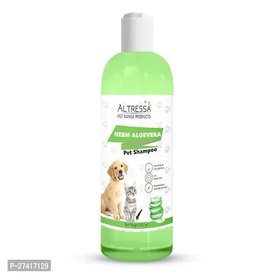 Altressa Neem Aloe Vera Pet Shampoo for Hair Rejuvenation, pH Balanced, Naturally Organic Dog Shampoo for Smelly Dogs Grooming Product Neem Fragrance Anti-Dandruff, Anti-itching, Pet Shampoo 500 ml-thumb0