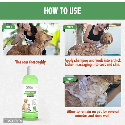 Altressa Neem Aloe Vera Pet Shampoo for Hair Rejuvenation, pH Balanced, Naturally Organic Dog Shampoo for Smelly Dogs Grooming Product Neem Fragrance Anti-Dandruff, Anti-itching, Pet Shampoo 500 ml-thumb2