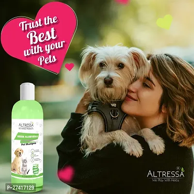 Altressa Neem Aloe Vera Pet Shampoo for Hair Rejuvenation, pH Balanced, Naturally Organic Dog Shampoo for Smelly Dogs Grooming Product Neem Fragrance Anti-Dandruff, Anti-itching, Pet Shampoo 500 ml-thumb3