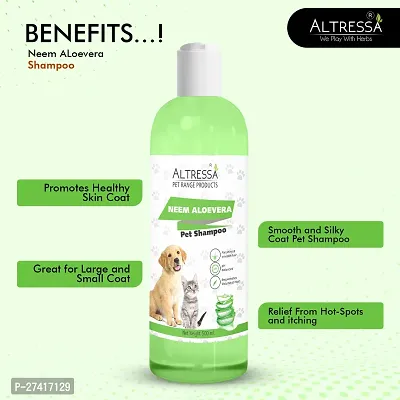 Altressa Neem Aloe Vera Pet Shampoo for Hair Rejuvenation, pH Balanced, Naturally Organic Dog Shampoo for Smelly Dogs Grooming Product Neem Fragrance Anti-Dandruff, Anti-itching, Pet Shampoo 500 ml-thumb4