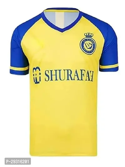 Stylish Yellow Polycotton Al Nasser Football Ronaldo 7 Jersey T-Shirt For Men-thumb0